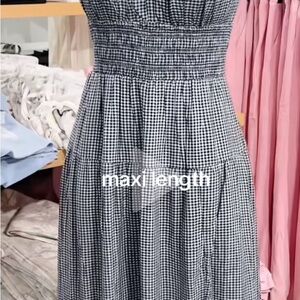Navy and White Gingham Maxi Dress